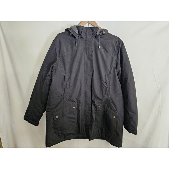 Lands’ End Women’s Hooded Winter Coat Black XL 18-20 Insulated Parka Jacket - Picture 1 of 12
